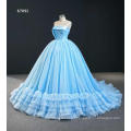 Jancember RSM67091 light blue dresses women party luxury off shoulder evening dress ball gowns